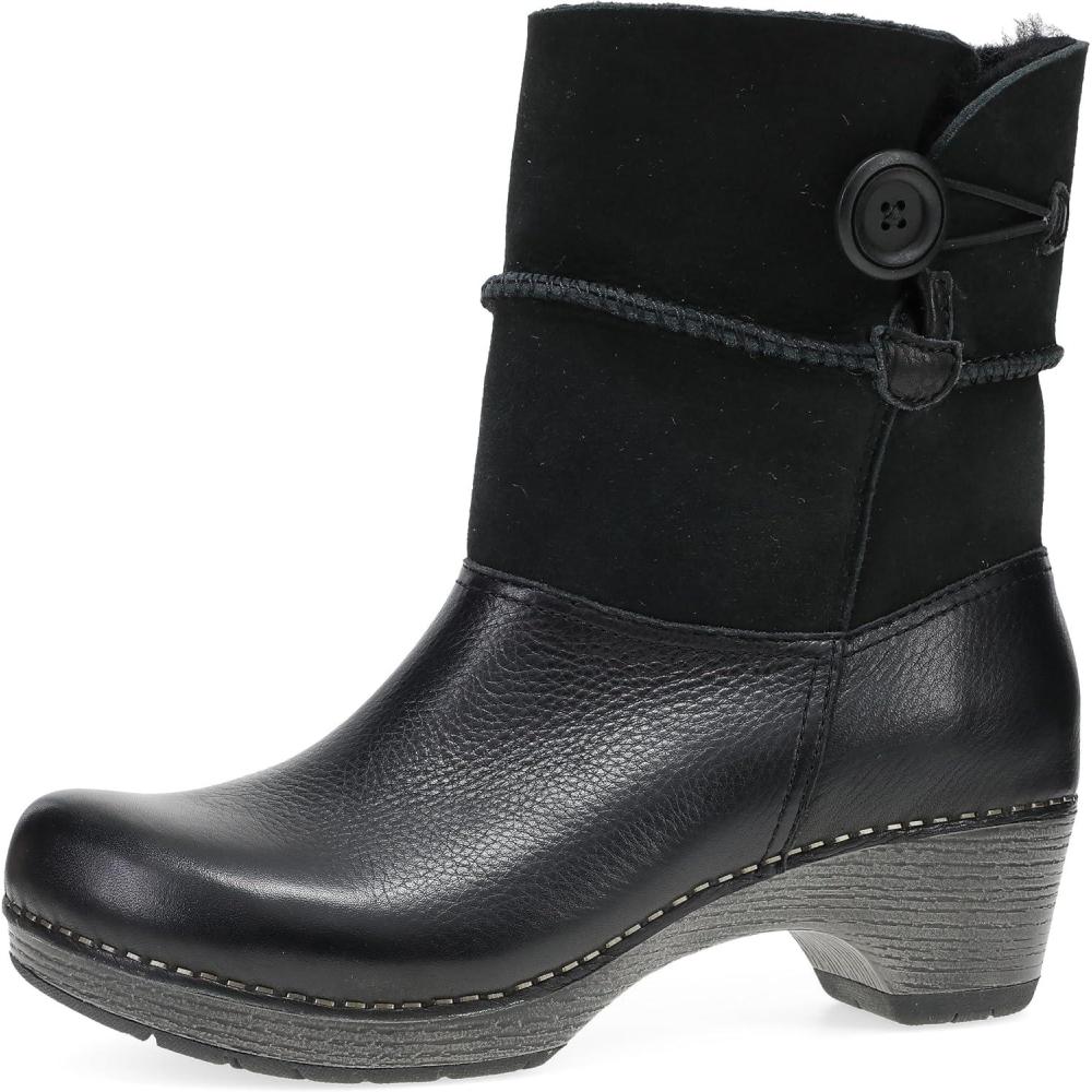 image:imageDansko MultiLook Fur Boots for Women Lilith Winter Boot with Real Shearling Shaft and Button Closure for Adjustable Fit and StyleBlack