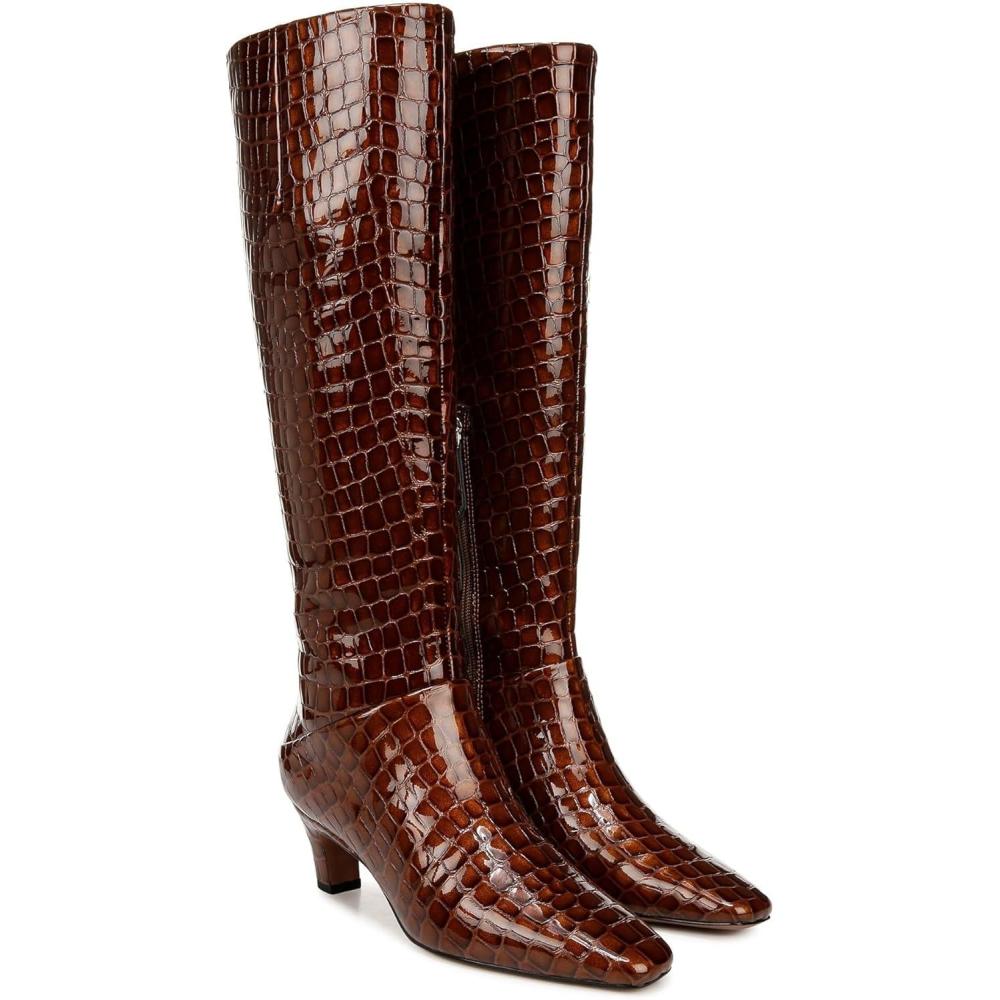 image:imageFranco Sarto Womens Andria High Shaft Boots KneeBrown Croc Print Leather