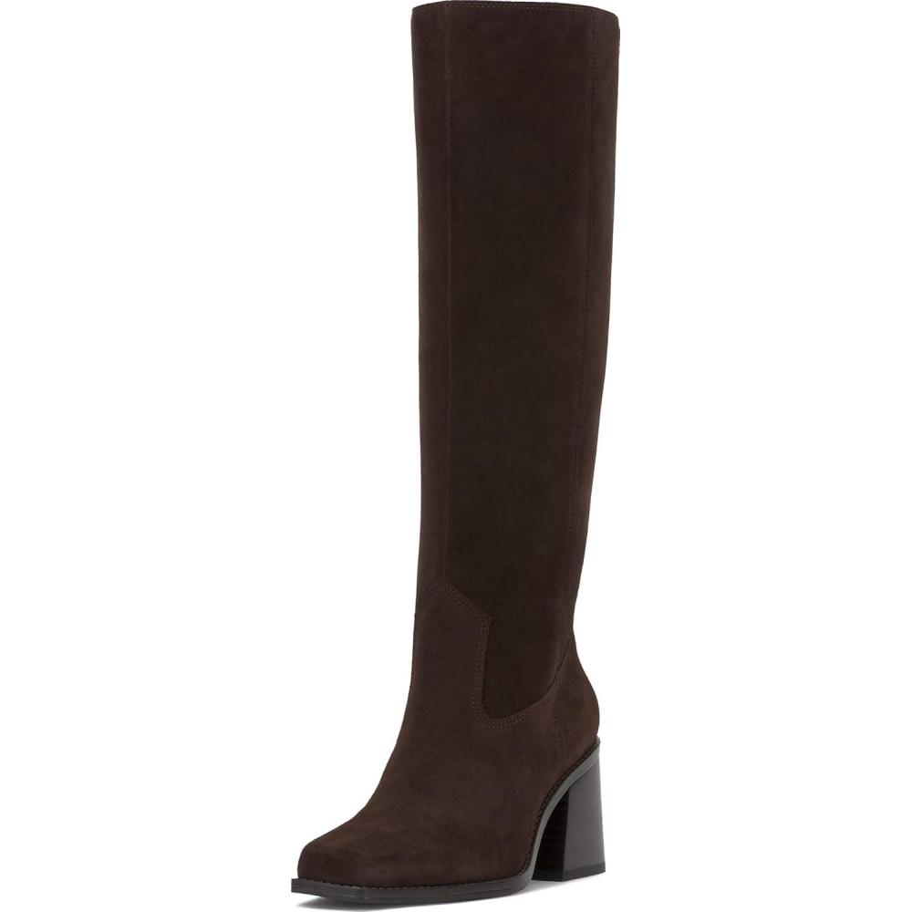 image:imageVince Camuto Womens Sangeti Stacked Heel Knee High Boot FashionBrownie Suede