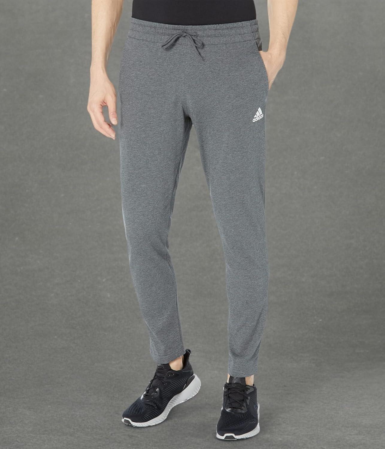 image:imageadidas Mens Essentials Single Jersey Tapered Open Hem PantsDark Grey Heather