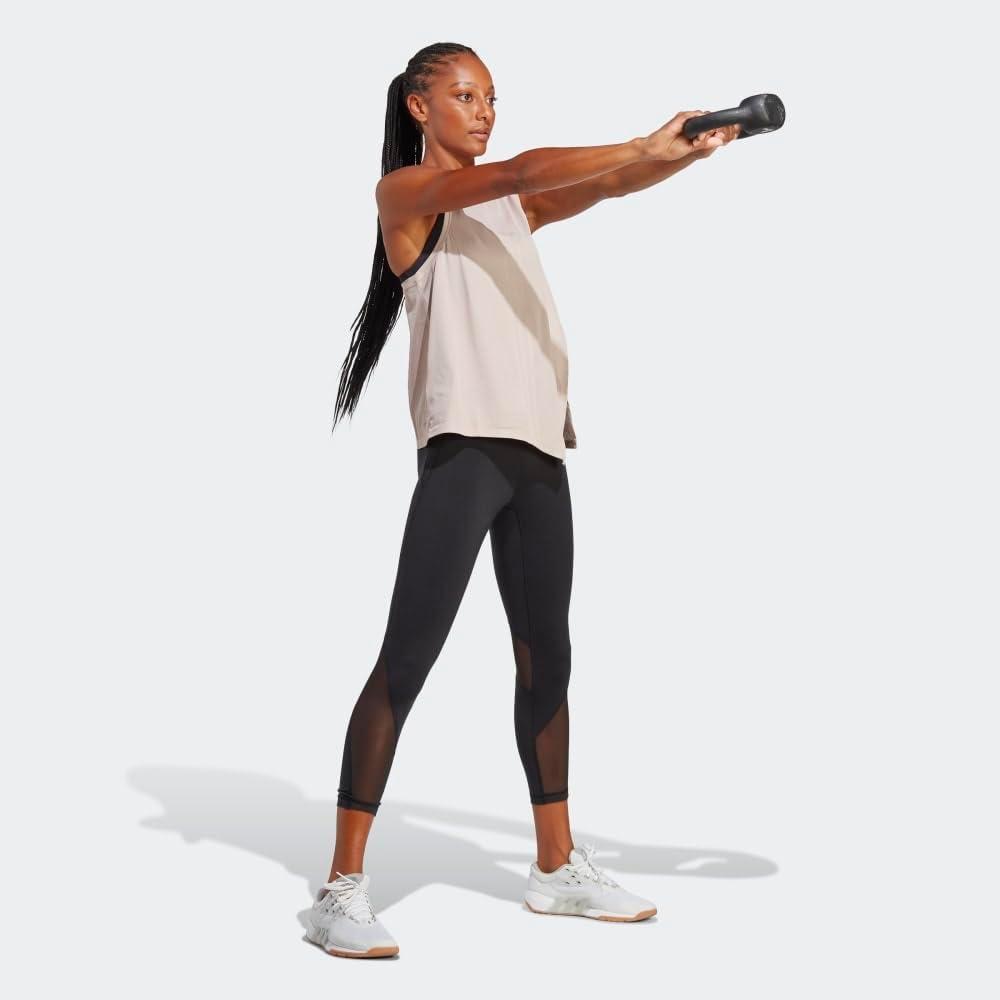image:imageadidas Womens High Intensity Aeroready Quickburn Training TankWonder TaupeWhite