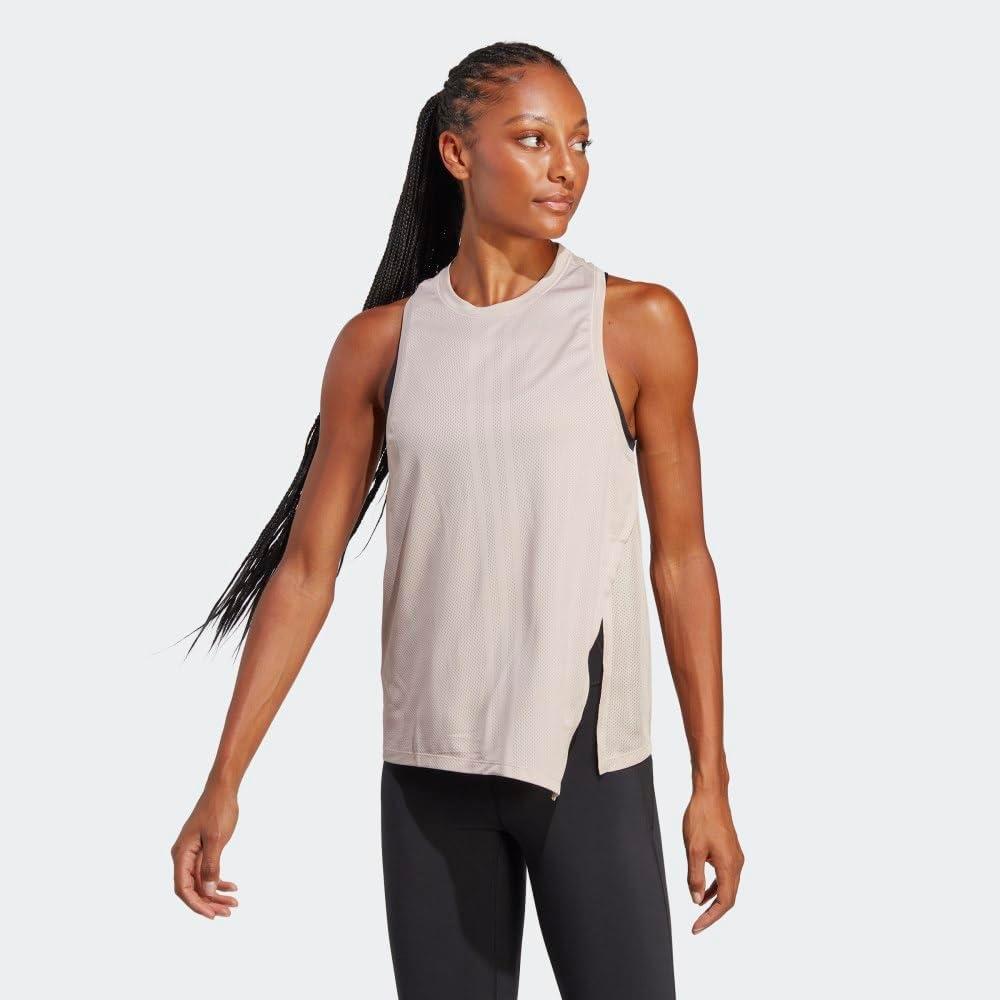 image:imageadidas Womens High Intensity Aeroready Quickburn Training TankWonder TaupeWhite