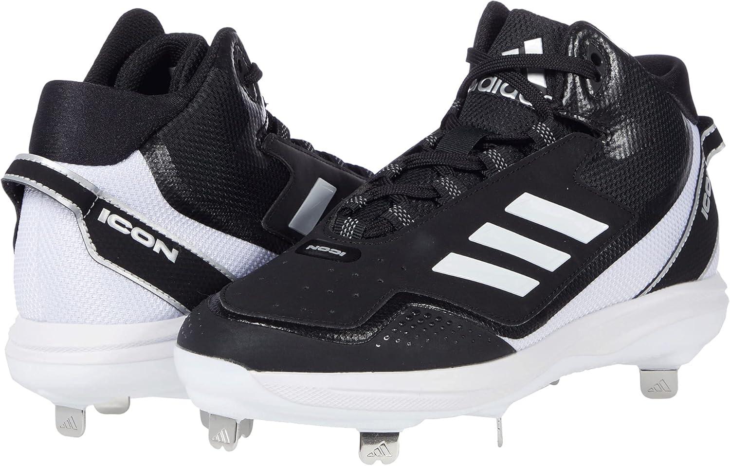 image:imageadidas Mens Icon 7 MidBaseball ShoeBlackWhiteSilver Metallic