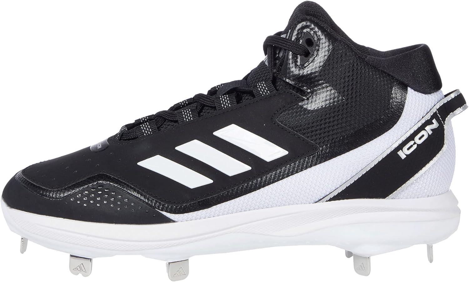 image:imageadidas Mens Icon 7 MidBaseball ShoeBlackWhiteSilver Metallic