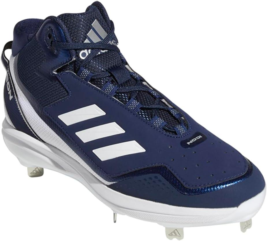 image:imageadidas Mens Icon 7 MidBaseball ShoeTeam Navy BlueWhiteSilver Metallic