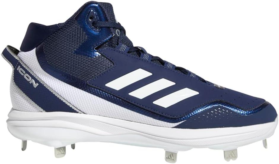 image:imageadidas Mens Icon 7 MidBaseball ShoeTeam Navy BlueWhiteSilver Metallic