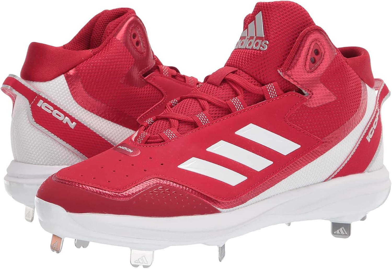 image:imageadidas Mens Icon 7 MidBaseball ShoeTeam Power RedWhiteSilver Metallic