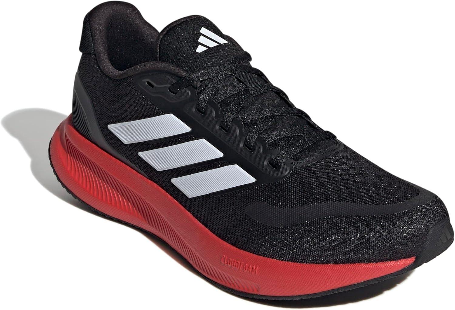 image:imageadidas Mens Runfalcon 5 Wide Running ShoesBlackWhiteBright Red