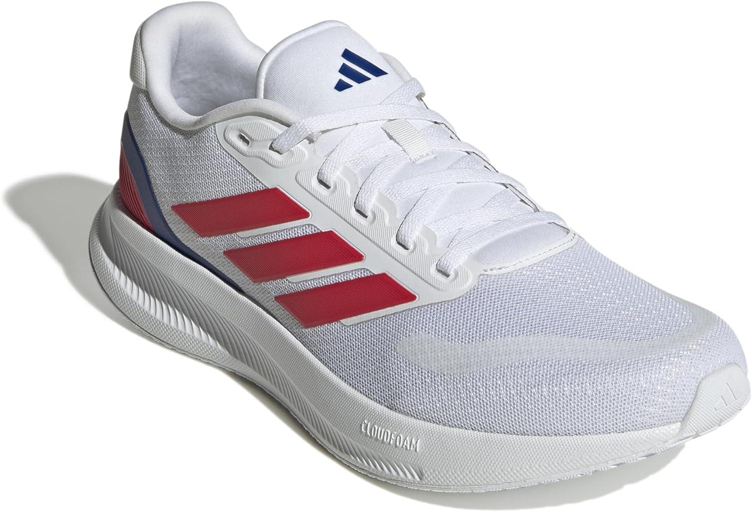 image:imageadidas Mens Runfalcon 5 Wide Running ShoesWhiteSemi Lucid RedBlack