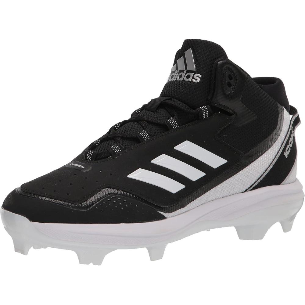 image:imageadidas Mens Icon 7 MidBaseball ShoeBlackSilver MetallicWhite