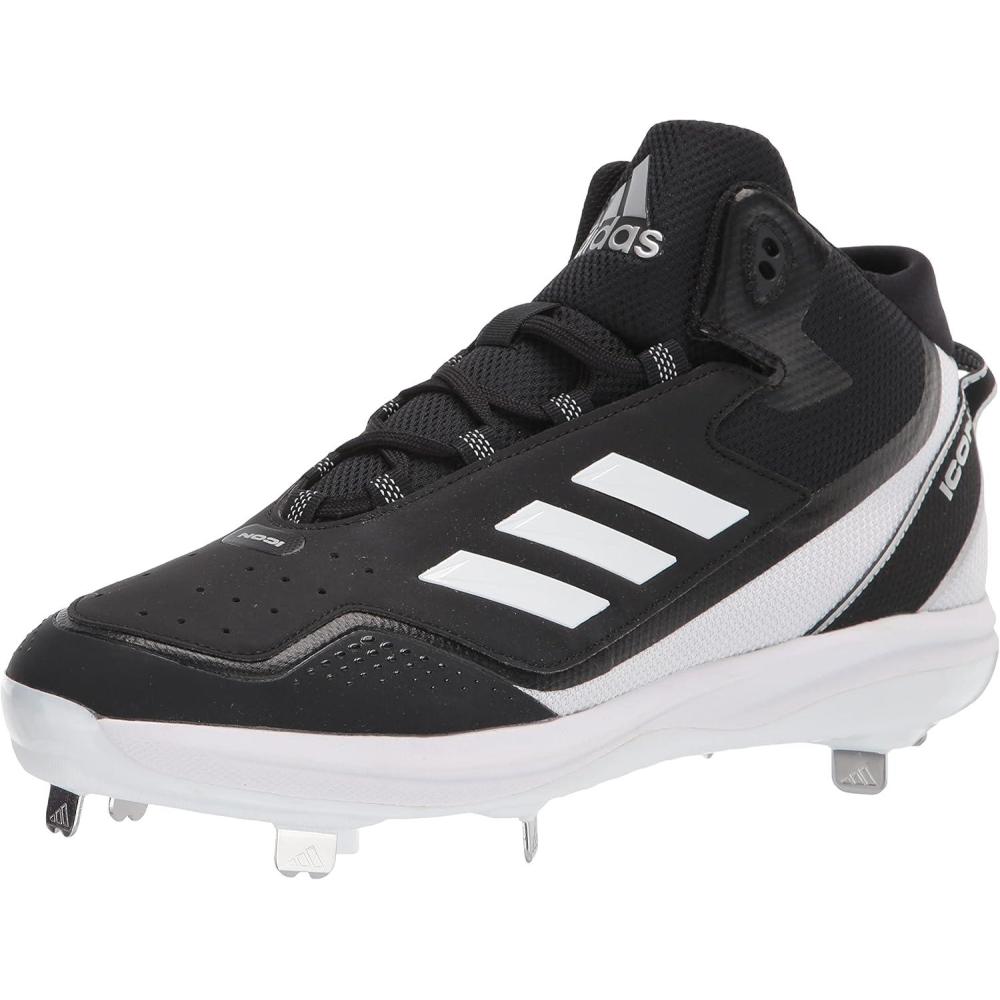 image:imageadidas Mens Icon 7 MidBaseball ShoeBlackWhiteSilver Metallic