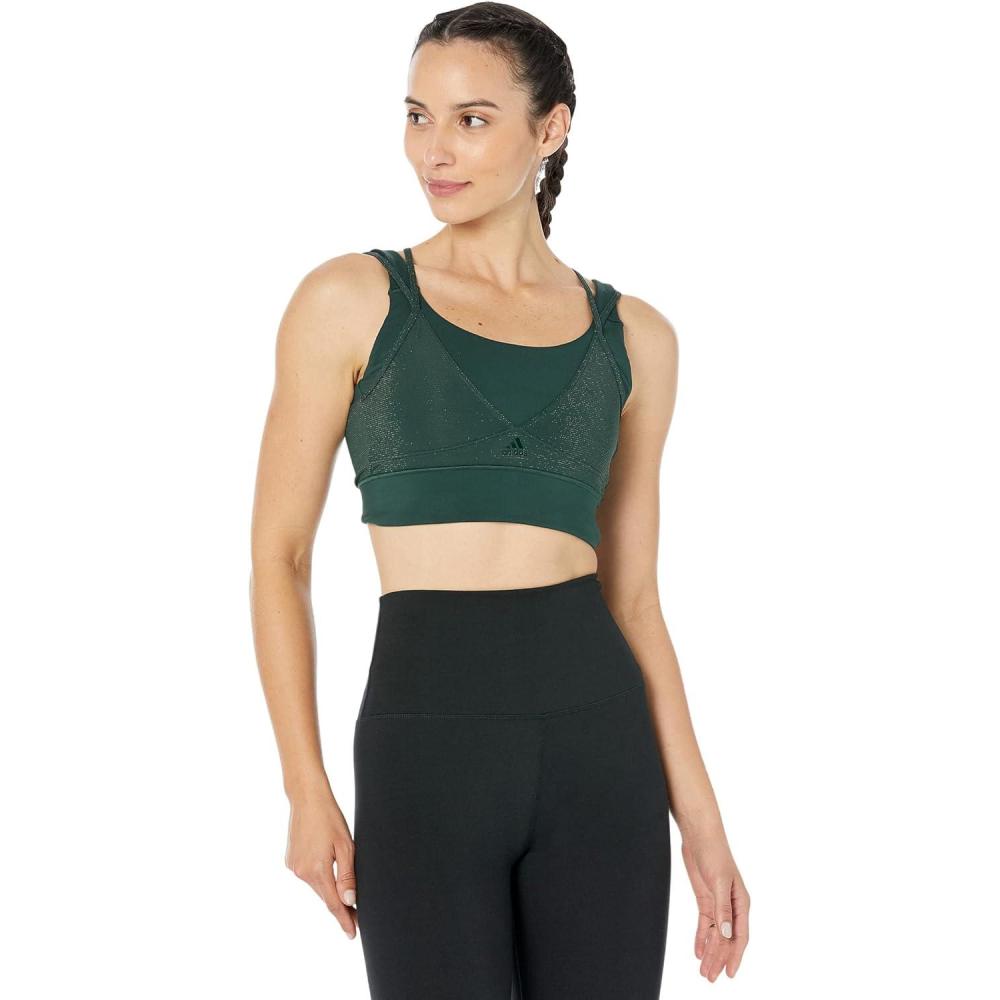 image:imageadidas Womens Powerimpact Training Medium Support Shiny BraShadow Green