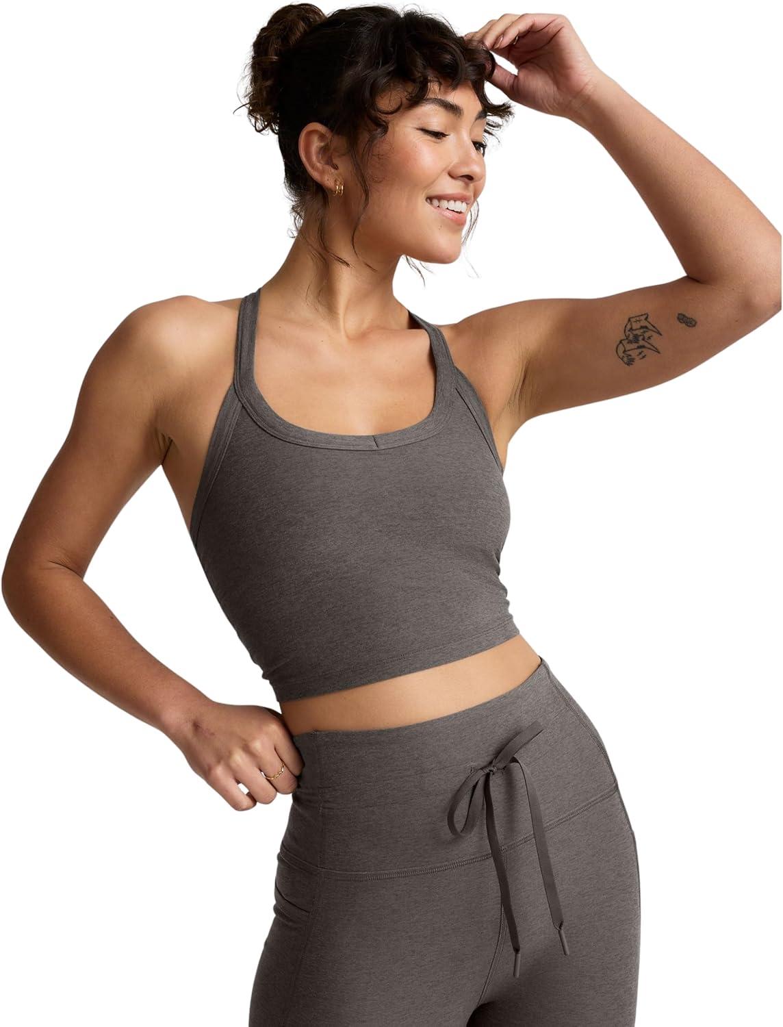 image:imageBeyond Yoga Womens Spacedye on The Up Cropped TankTrue Gray Heather