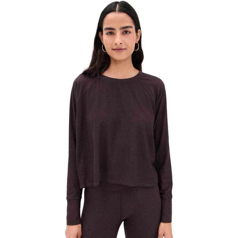 image:imageBeyond Yoga Womens Featherweight Daydreamer PulloverDark Chocolate Heather