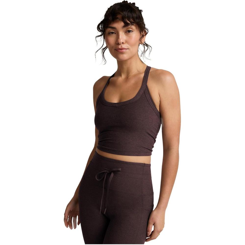 image:imageBeyond Yoga Womens Spacedye on The Up Cropped TankDark Chocolate Heather