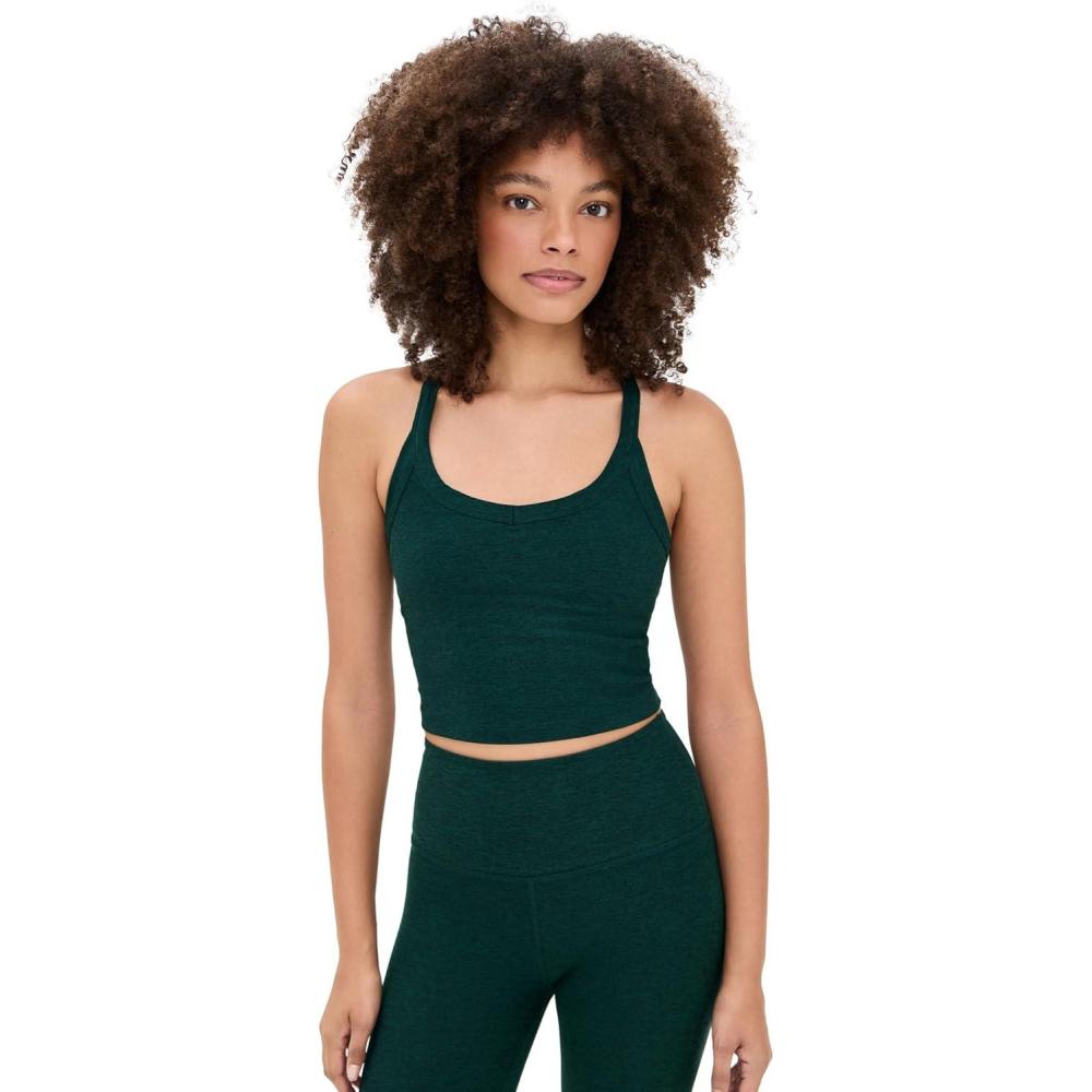 image:imageBeyond Yoga Womens Spacedye on The Up Cropped TankDark Spruce Green Heather