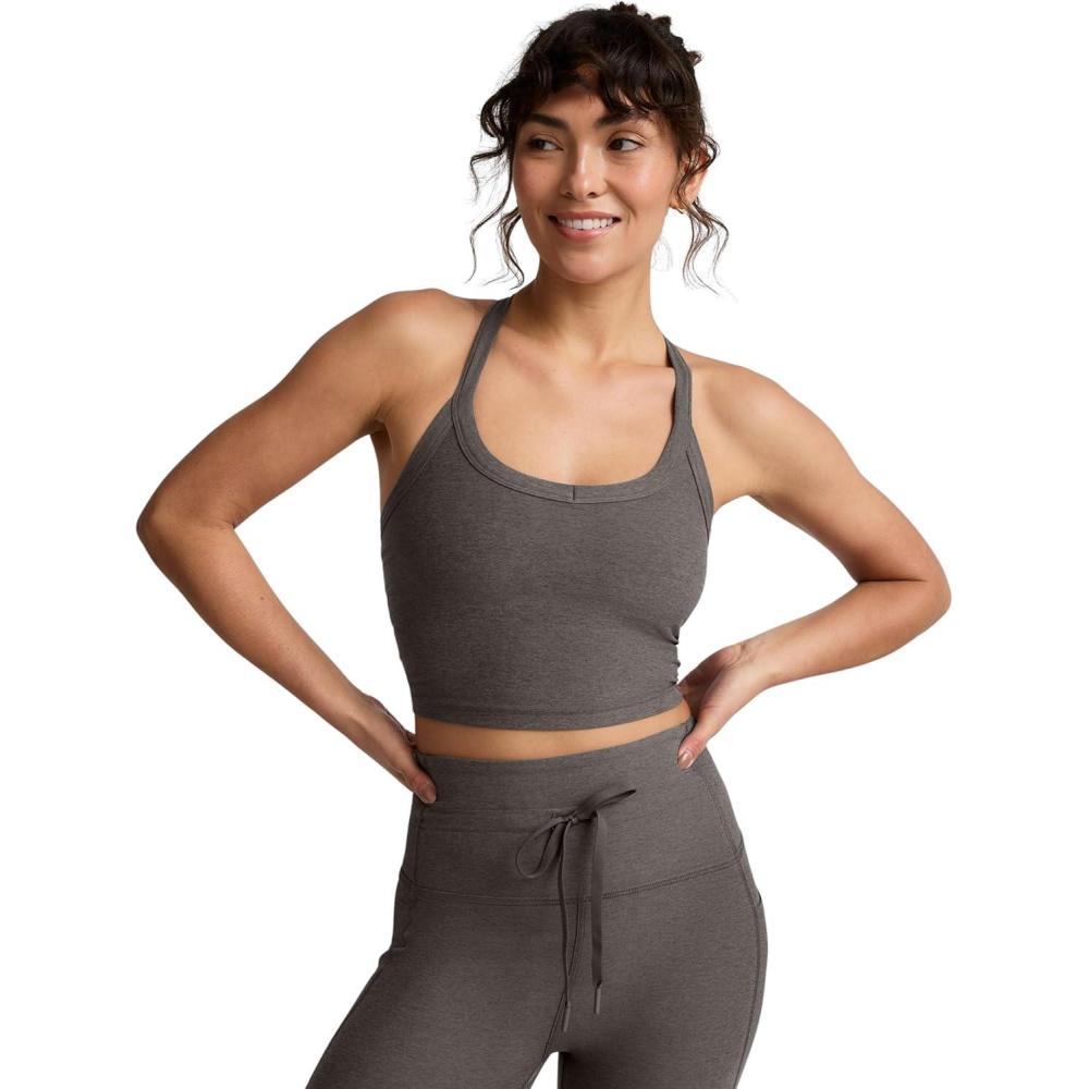 image:imageBeyond Yoga Womens Spacedye on The Up Cropped TankTrue Gray Heather