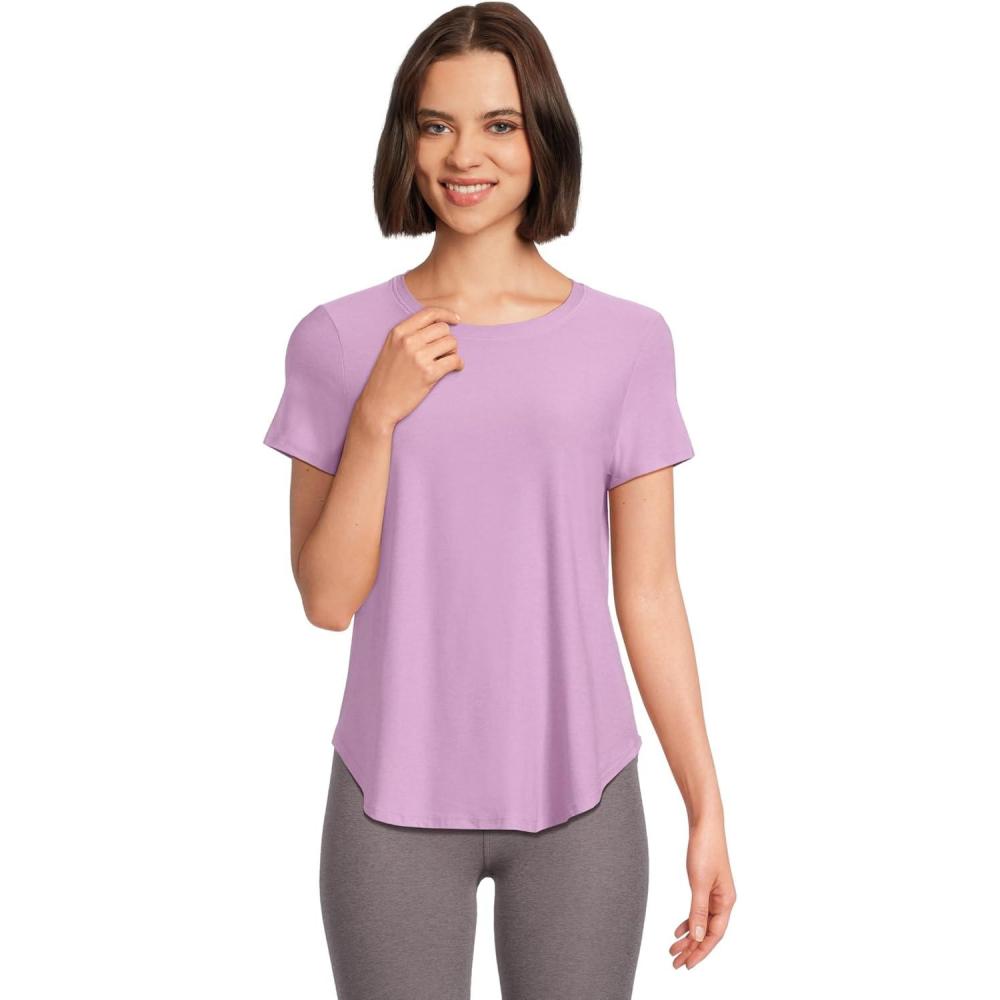 image:imageBeyond Yoga Womens Featherweight On The Down Low TeeLilac Petal Heather