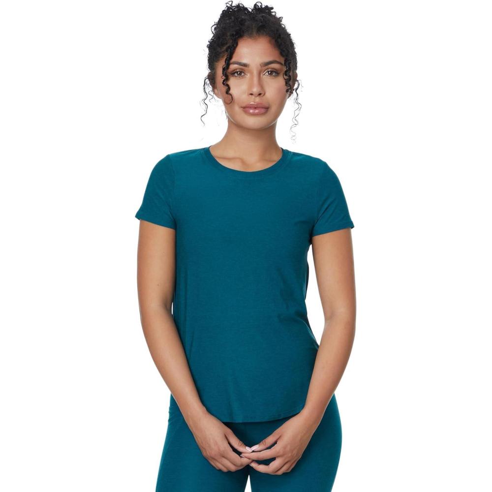 image:imageBeyond Yoga Womens Featherweight On The Down Low TeeMajestic Blue Heather