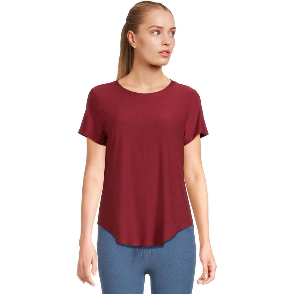 image:imageBeyond Yoga Womens Featherweight On The Down Low TeeRuby Rush Heather