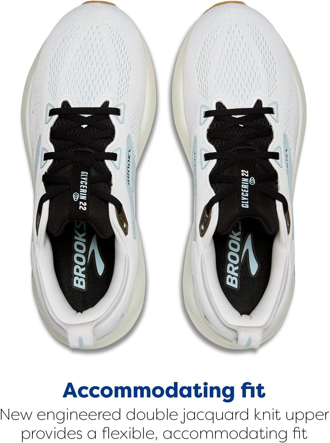 image:imageBrooks Mens Glycerin 22 Neutral Running ShoeBright WhiteWinter SkyBlack