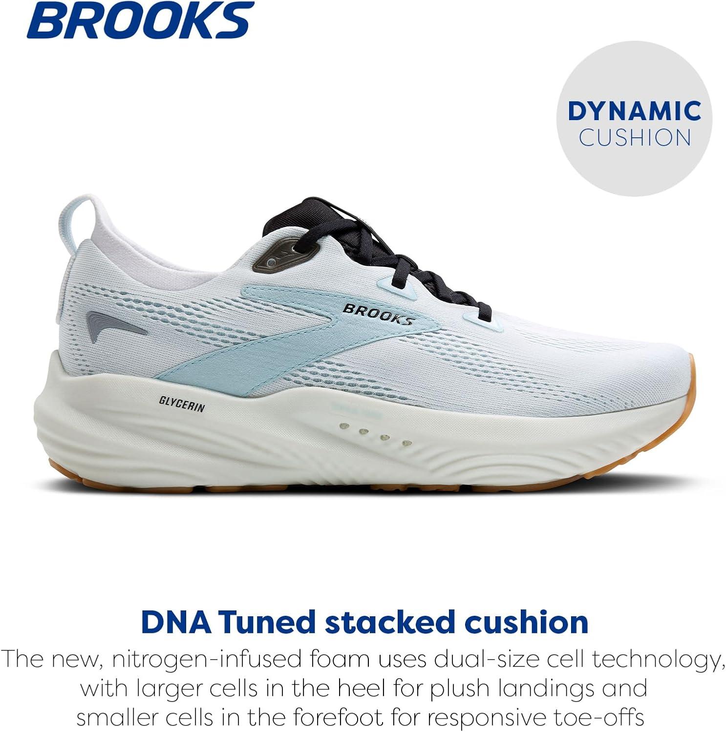 image:imageBrooks Mens Glycerin 22 Neutral Running ShoeBright WhiteWinter SkyBlack