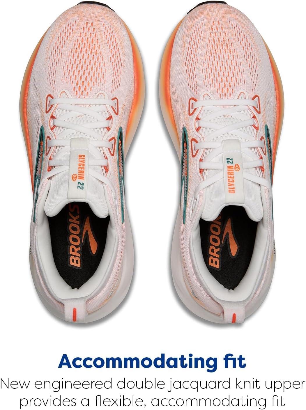image:imageBrooks Mens Glycerin 22 Neutral Running ShoeWhiteOrangeGreen Blue Slate