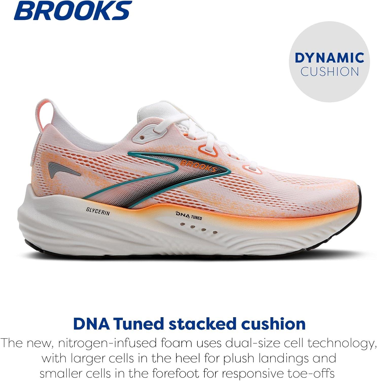 image:imageBrooks Mens Glycerin 22 Neutral Running ShoeWhiteOrangeGreen Blue Slate
