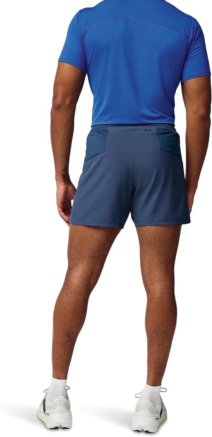 image:imageBrooks Mens Journey 5quot Short Lightweight Supportive Fit Athletic Shorts with Brief Liner ampamp Secure StorageBlue Slate