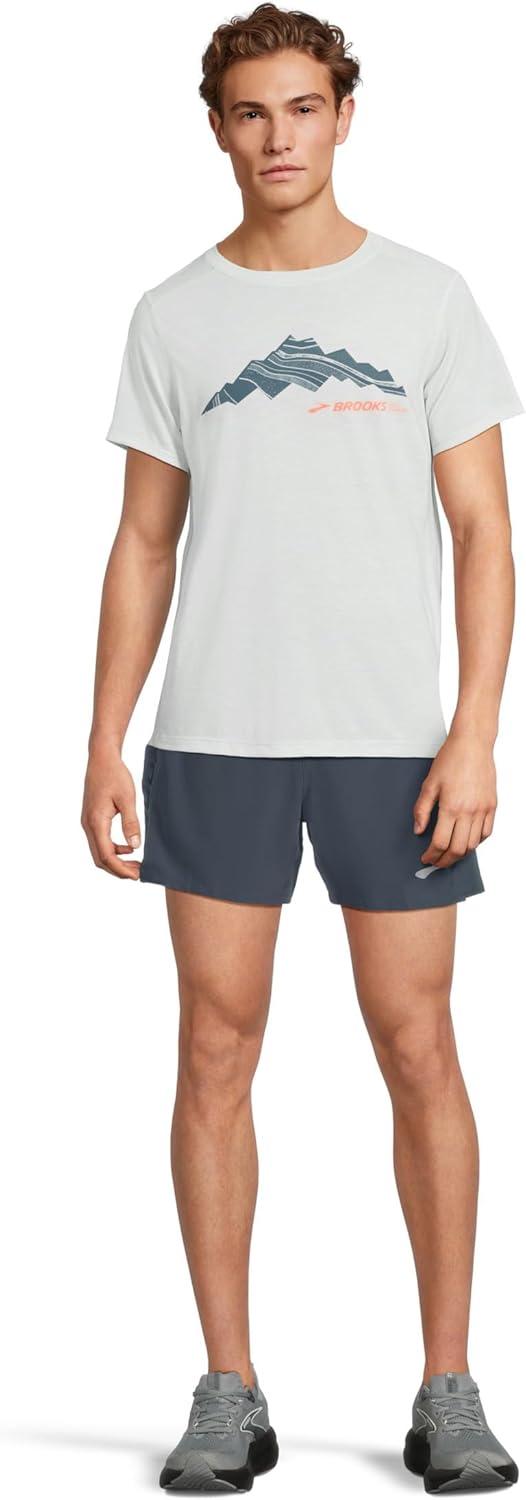 image:imageBrooks Mens Journey 5quot Short Lightweight Supportive Fit Athletic Shorts with Brief Liner ampamp Secure StorageBlue SlateSpeed Logo