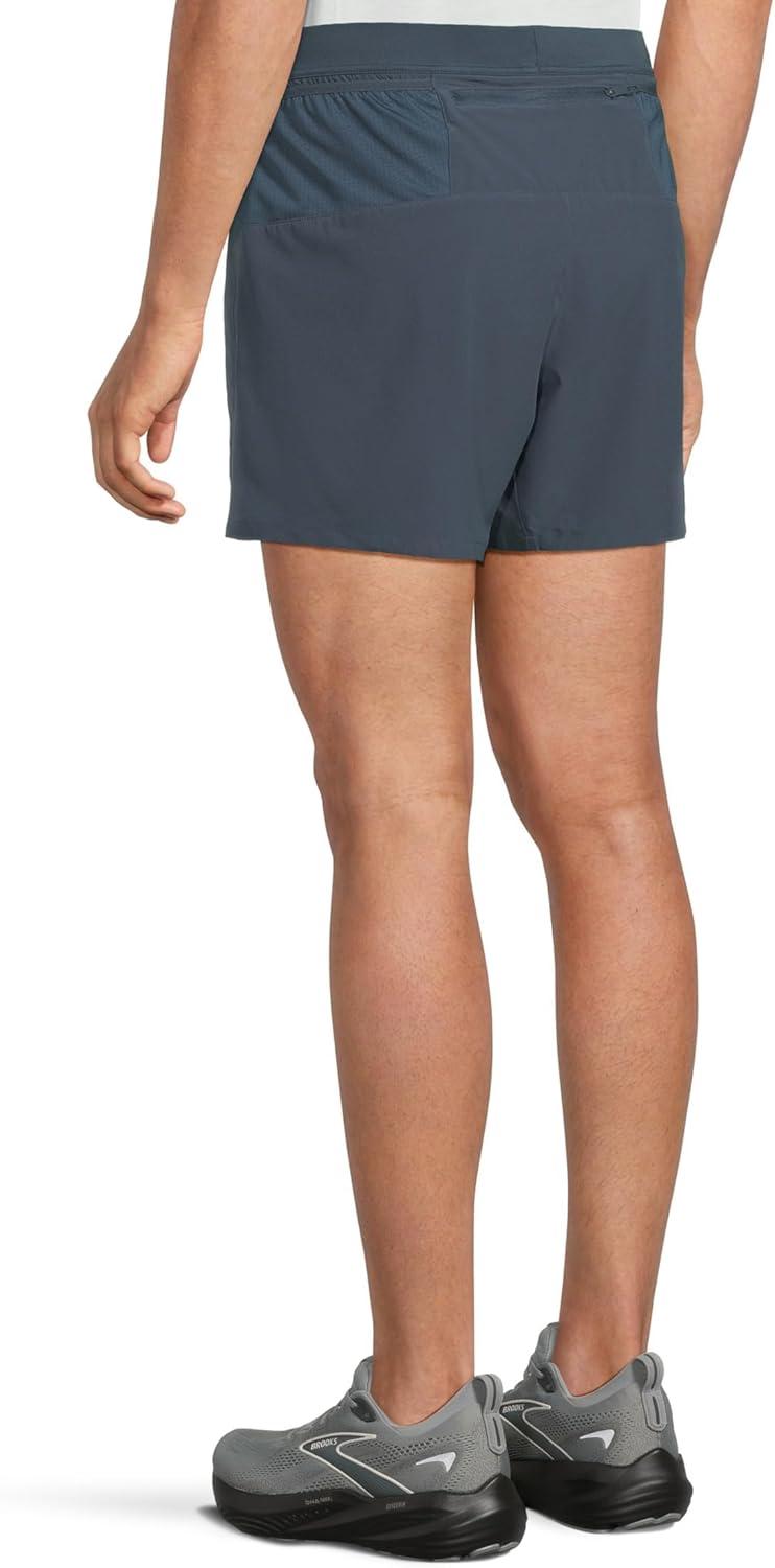 image:imageBrooks Mens Journey 5quot Short Lightweight Supportive Fit Athletic Shorts with Brief Liner ampamp Secure StorageBlue SlateSpeed Logo