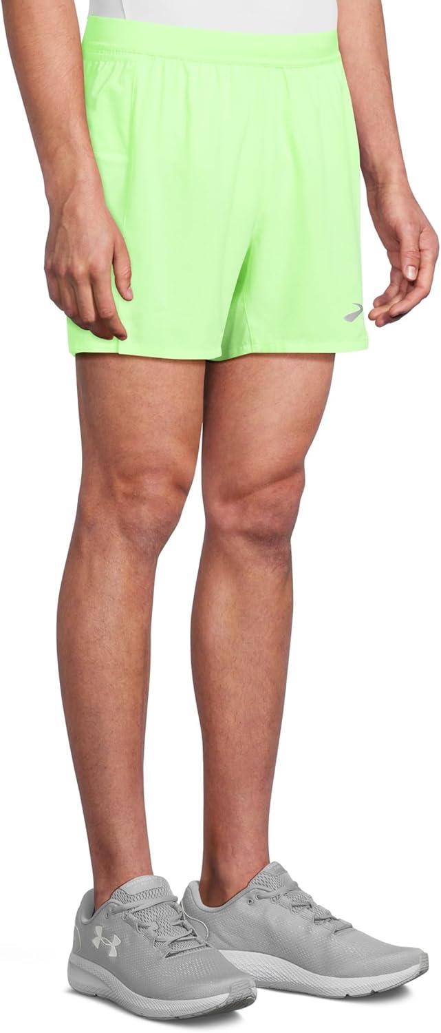image:imageBrooks Mens Journey 5quot Short Lightweight Supportive Fit Athletic Shorts with Brief Liner ampamp Secure StorageNeo Limeade