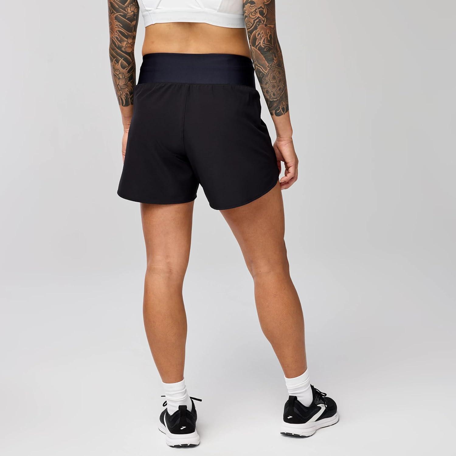 image:imageBrooks Womens Chaser 5quot Short 20 HighRise Athletic Shorts with Adjustable Waistband Secure Storage ampamp Stretch FabricBlack
