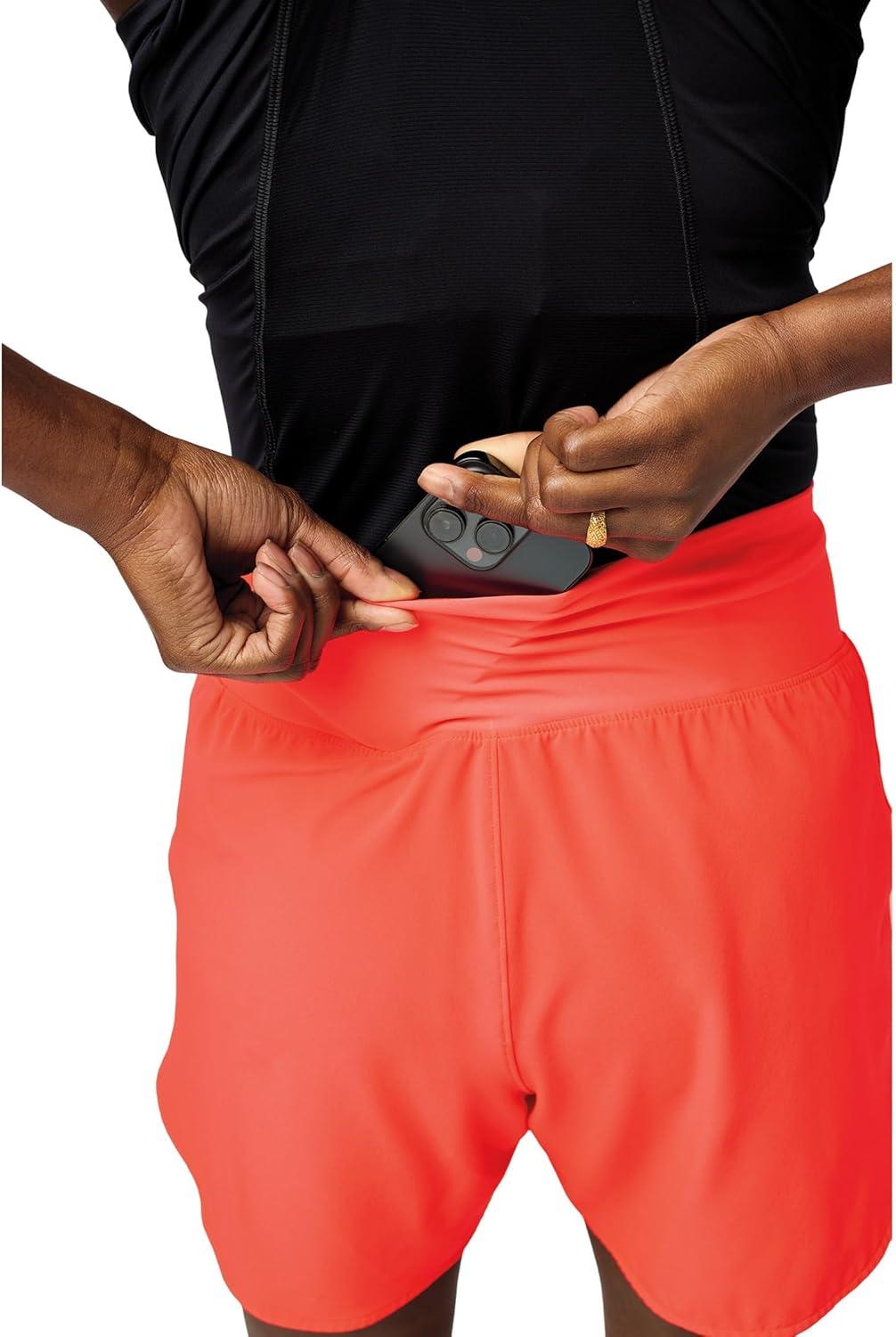image:imageBrooks Womens Chaser 5quot Short 20 HighRise Athletic Shorts with Adjustable Waistband Secure Storage ampamp Stretch FabricNeo Cayenne