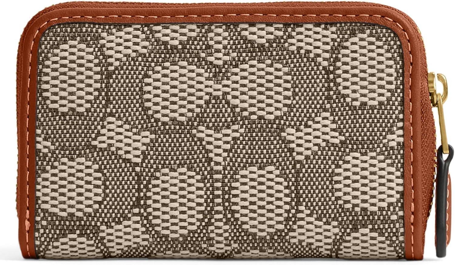 image:imageCOACH Womens Small Zip Around Card CaseB4Cocoa Burnished Amber