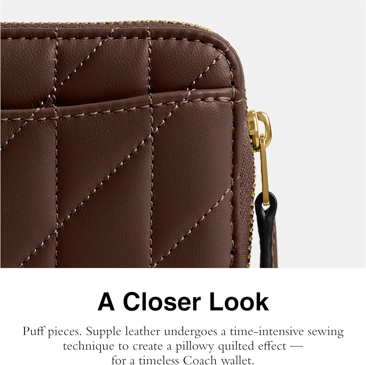 image:imageCOACH Womens Small Zip Around Card CaseB4Maple
