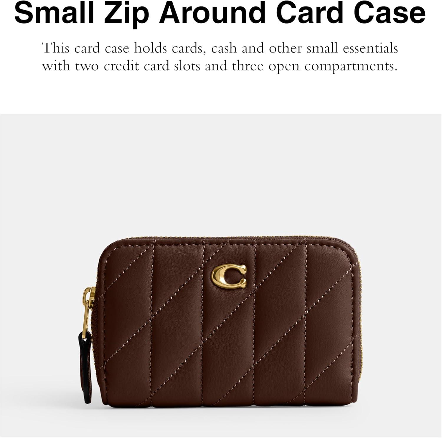 image:imageCOACH Womens Small Zip Around Card CaseB4Maple