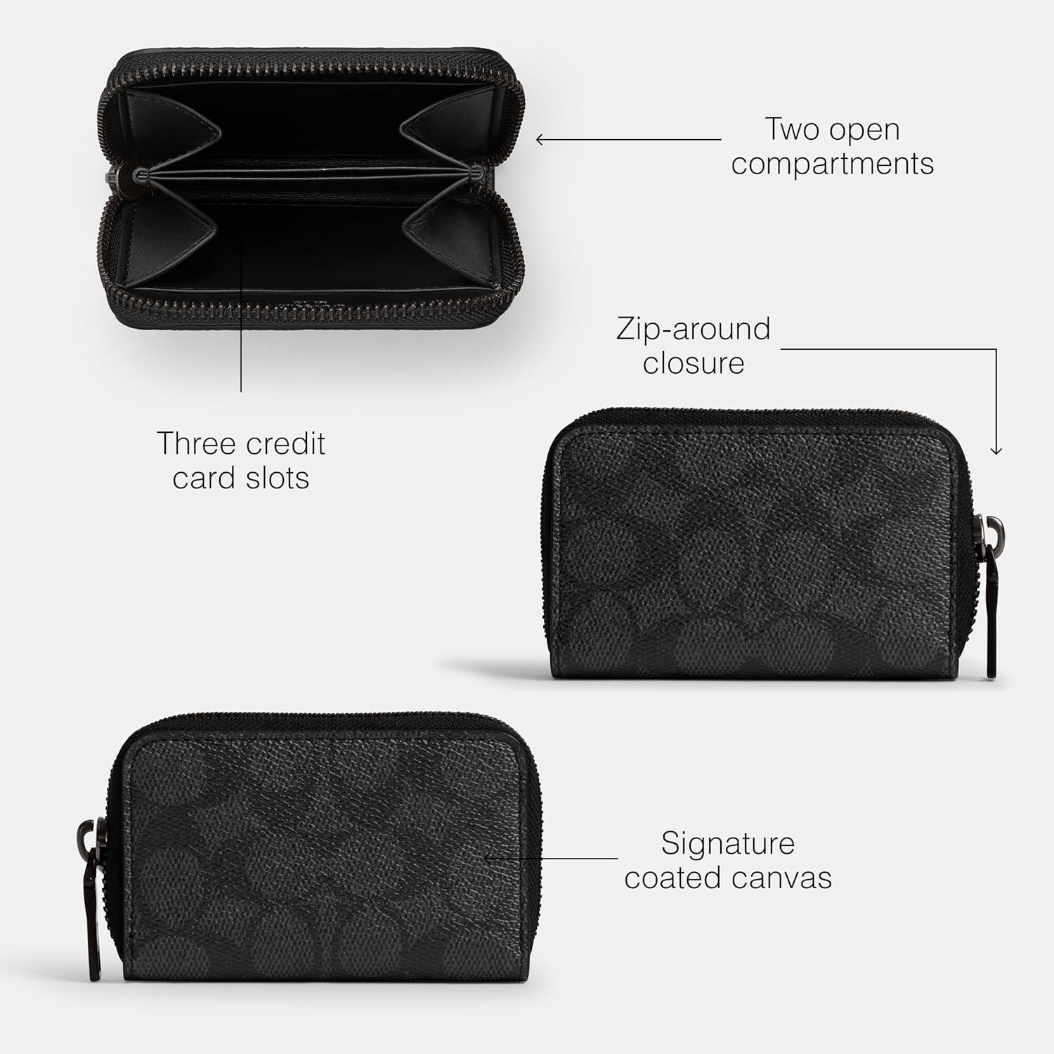 image:imageCOACH Womens Small Zip Around Card CaseCHARCOAL