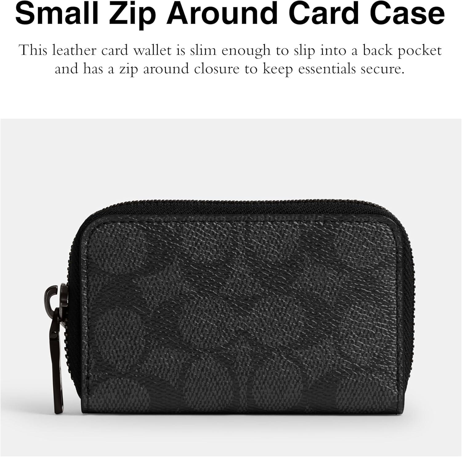image:imageCOACH Womens Small Zip Around Card CaseCHARCOAL