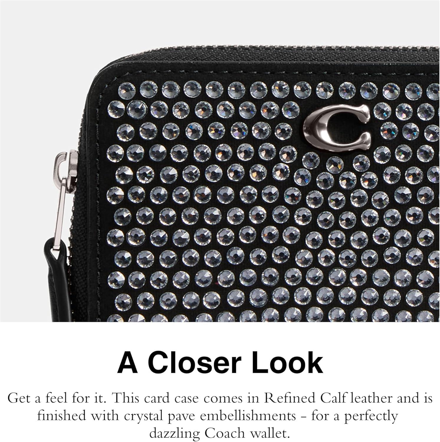 image:imageCOACH Womens Small Zip Around Card CaseLHBlack