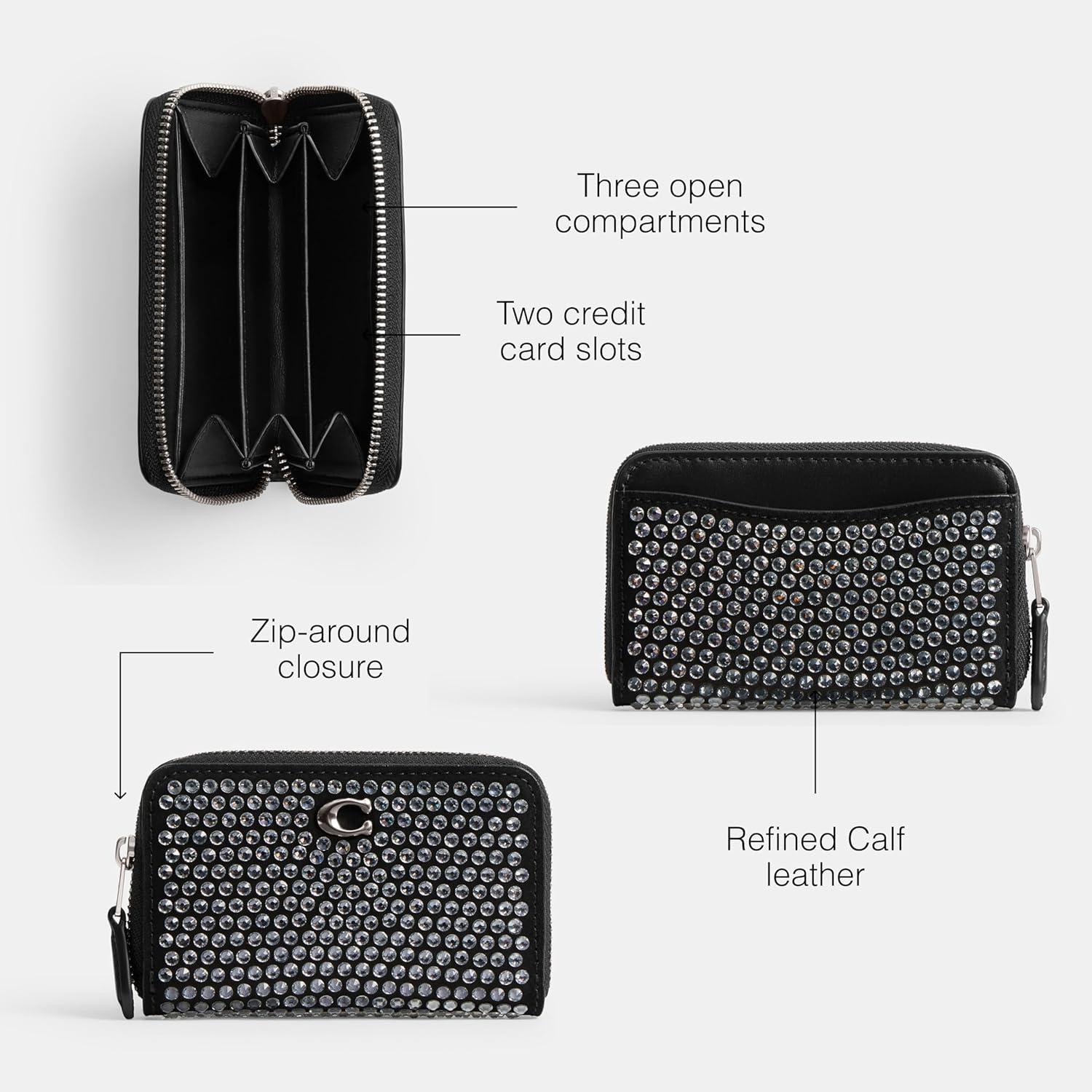 image:imageCOACH Womens Small Zip Around Card CaseLHBlack