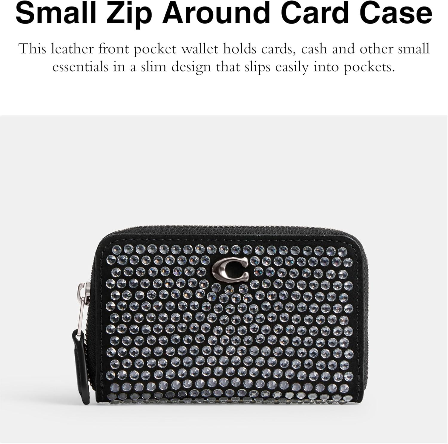 image:imageCOACH Womens Small Zip Around Card CaseLHBlack