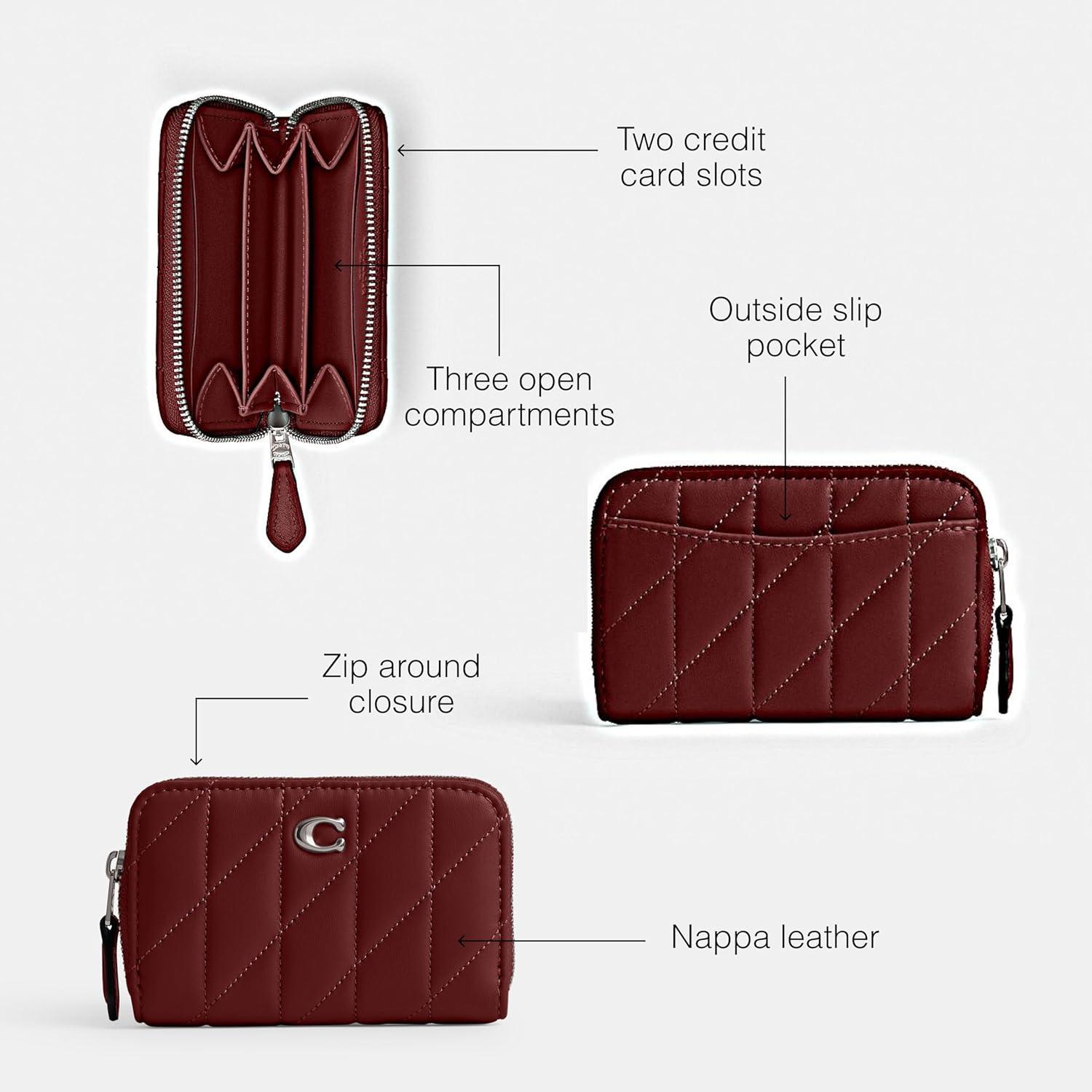 image:imageCOACH Womens Small Zip Around Card CaseLHDark Ruby