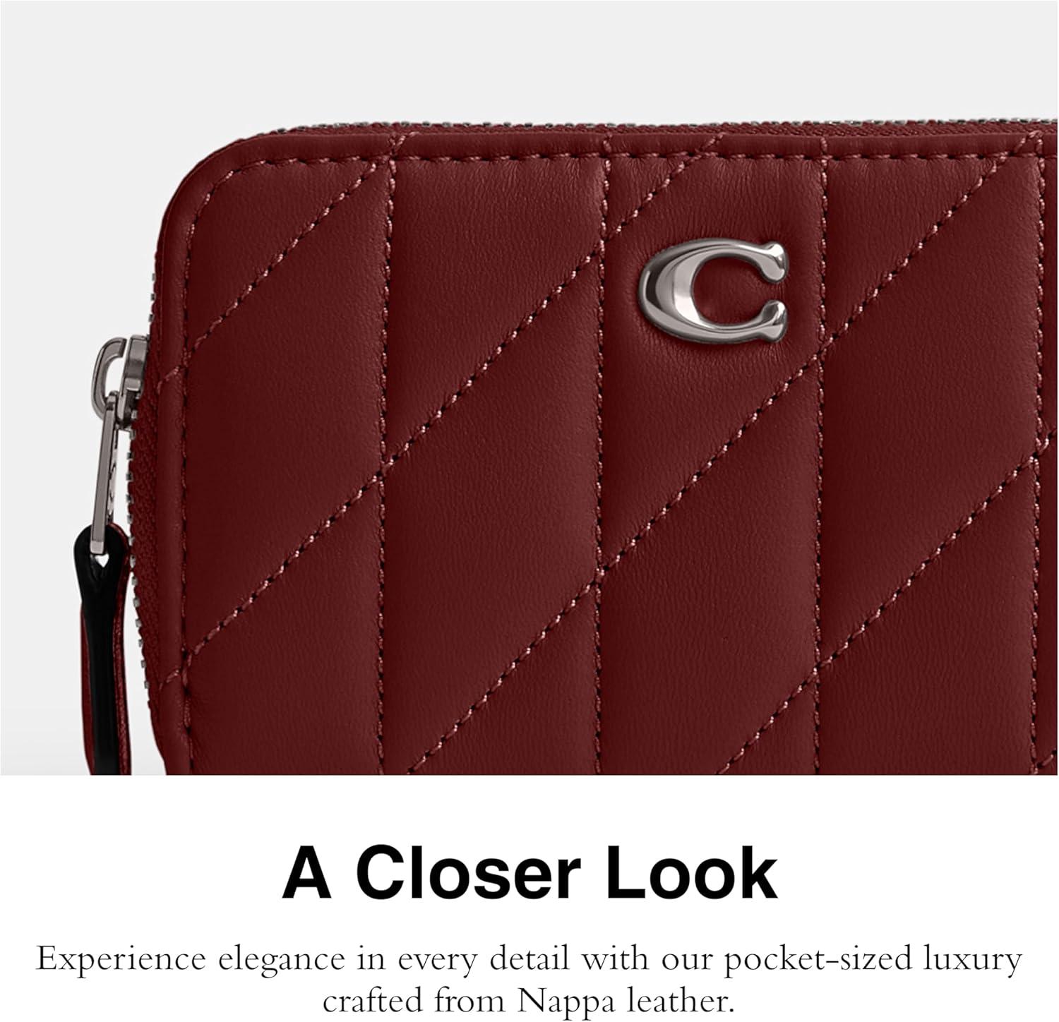 image:imageCOACH Womens Small Zip Around Card CaseLHDark Ruby