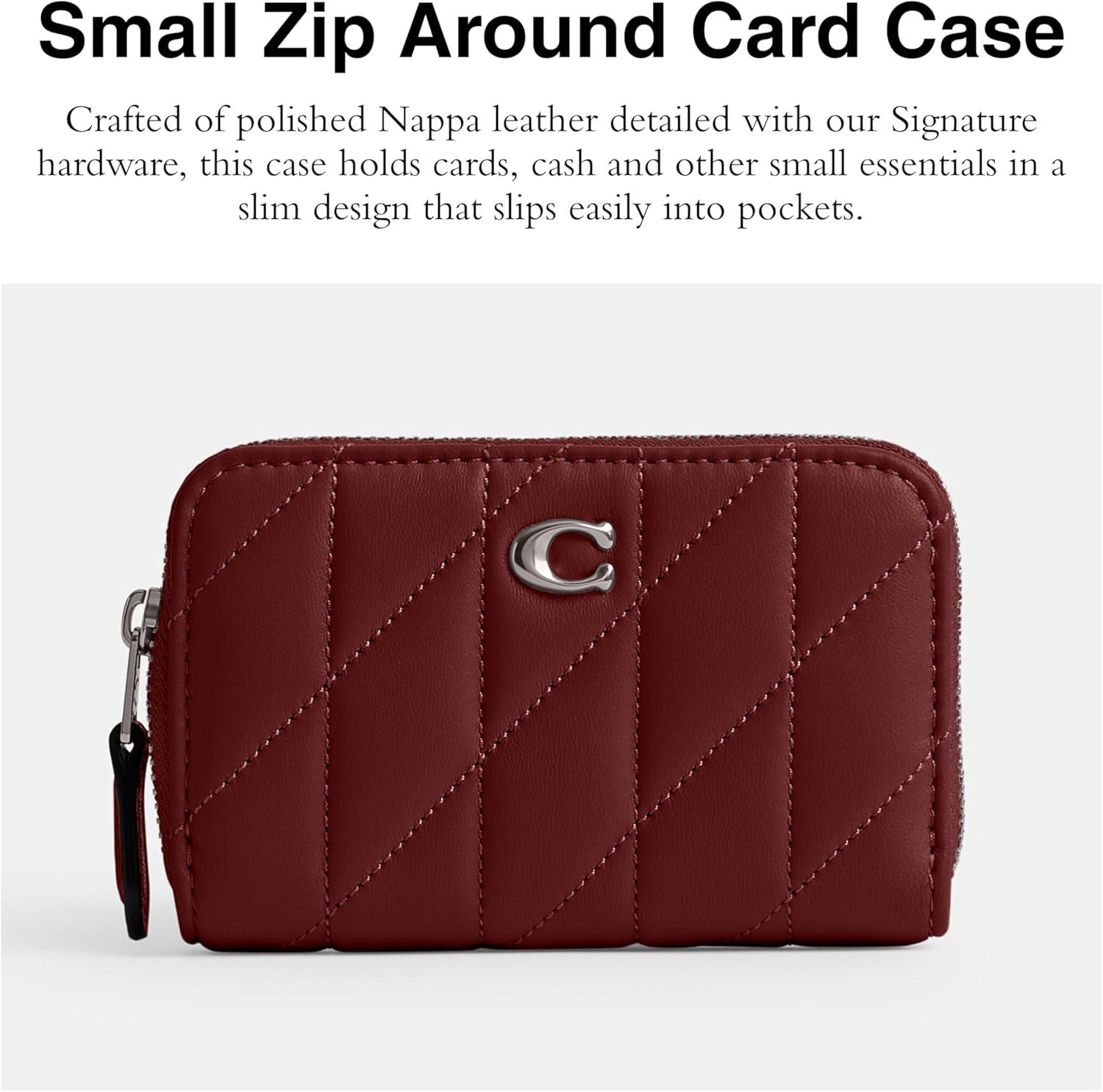 image:imageCOACH Womens Small Zip Around Card CaseLHDark Ruby