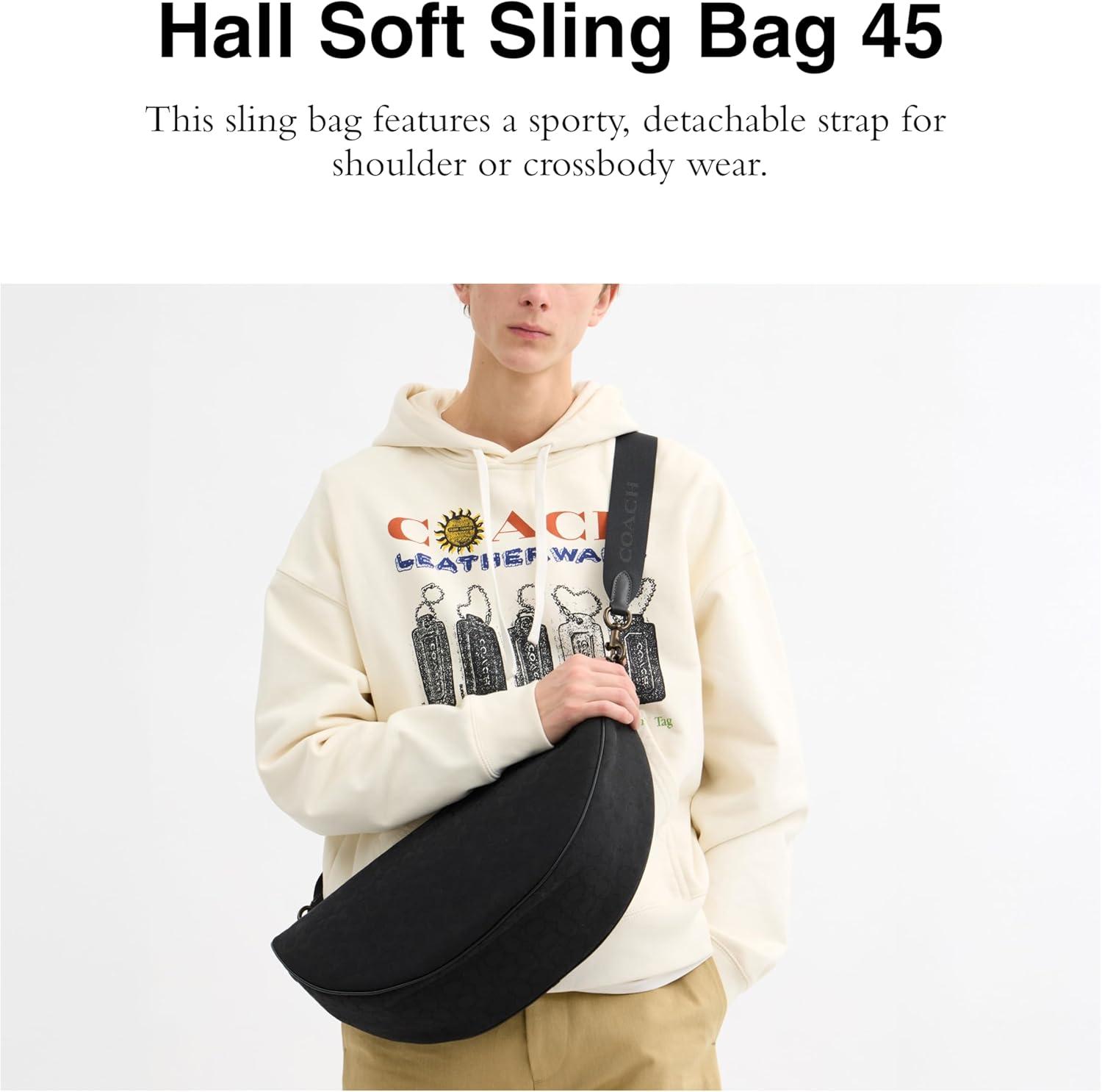 image:imageCOACH mens Hall Soft Sling Bag 45 in Signature JacquardBlack