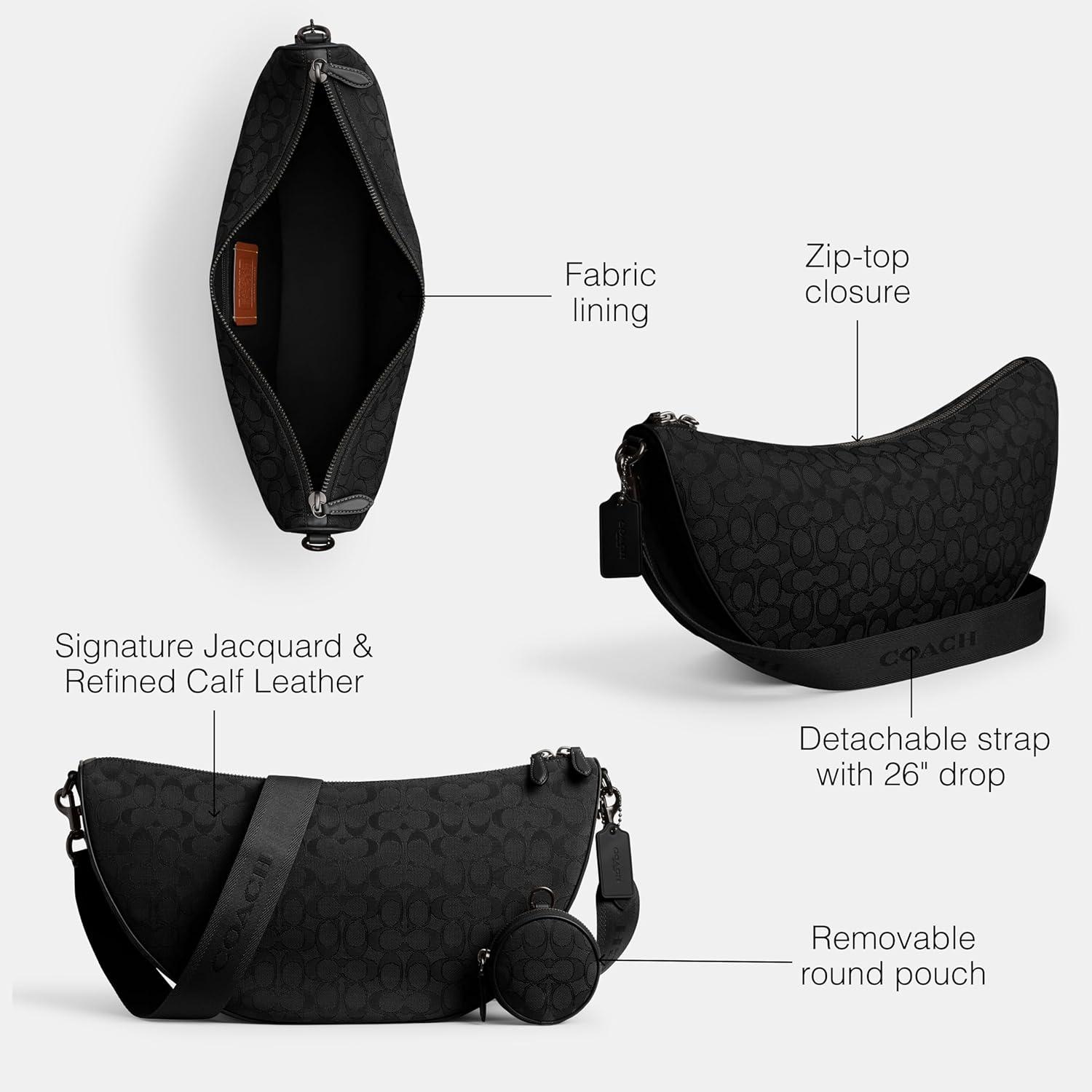 image:imageCOACH mens Hall Soft Sling Bag 45 in Signature JacquardBlack