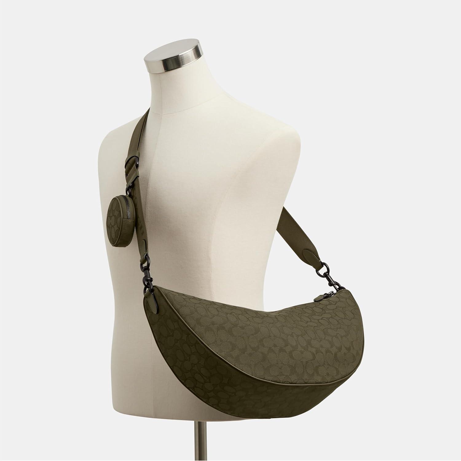 image:imageCOACH mens Hall Soft Sling Bag 45 in Signature JacquardOlive Drab