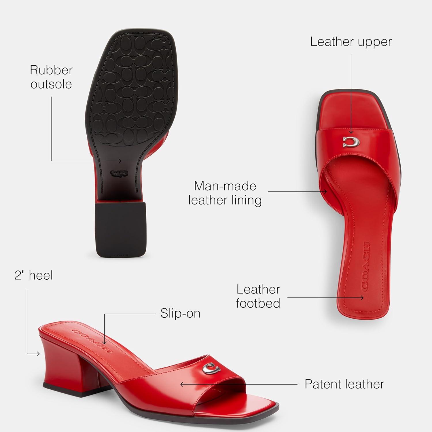 image:imageCOACH womens Holly Block Heel SandalBlackCrimson TintGreen Glow
