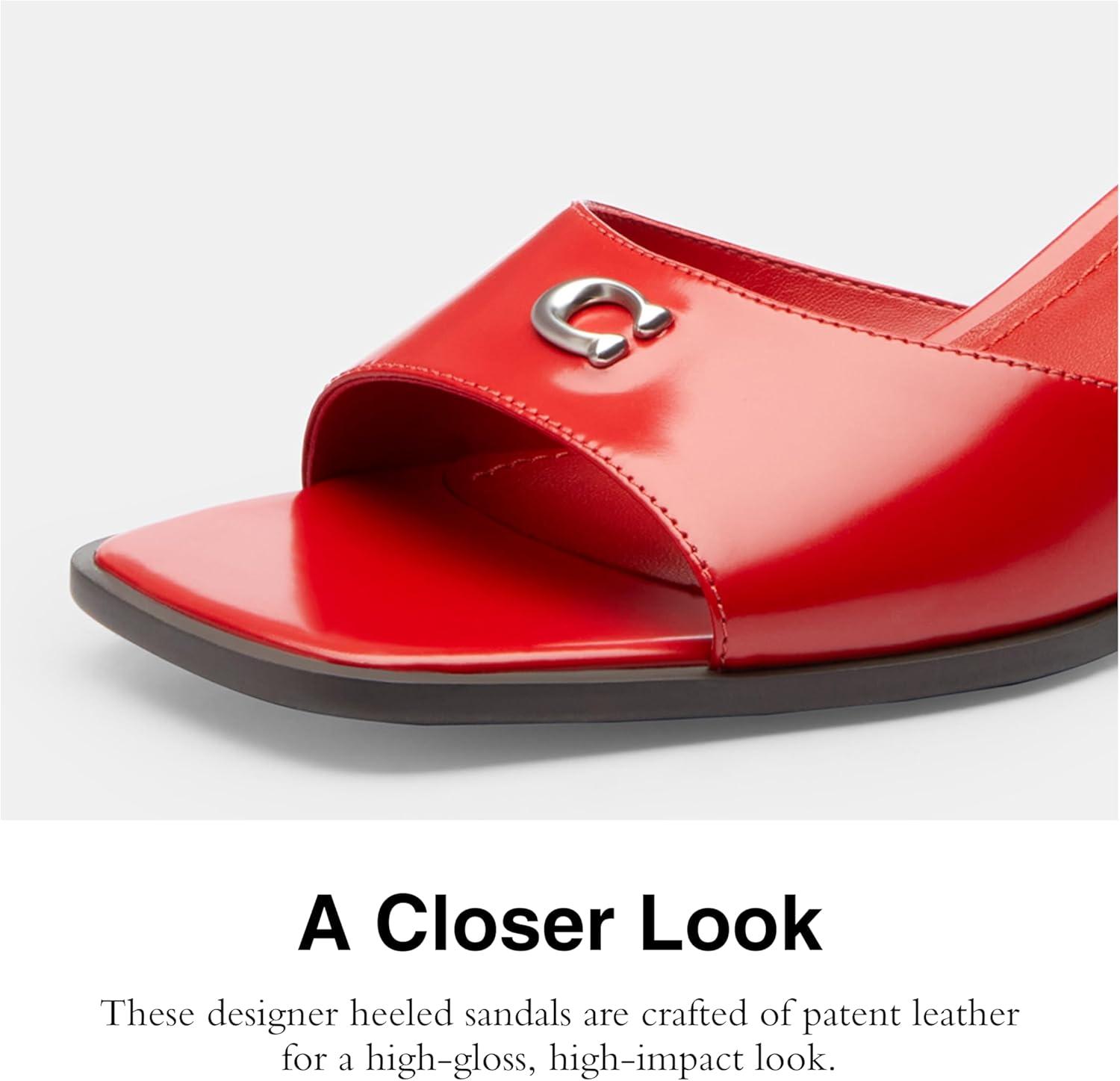 image:imageCOACH womens Holly Block Heel SandalBlackCrimson TintGreen Glow